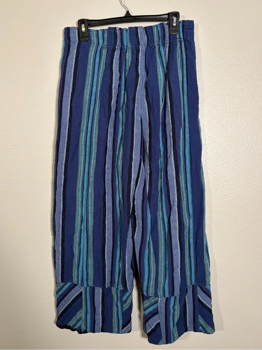 Free People Day’s End Linen Striped Pull on Pants in Navy Combo - M